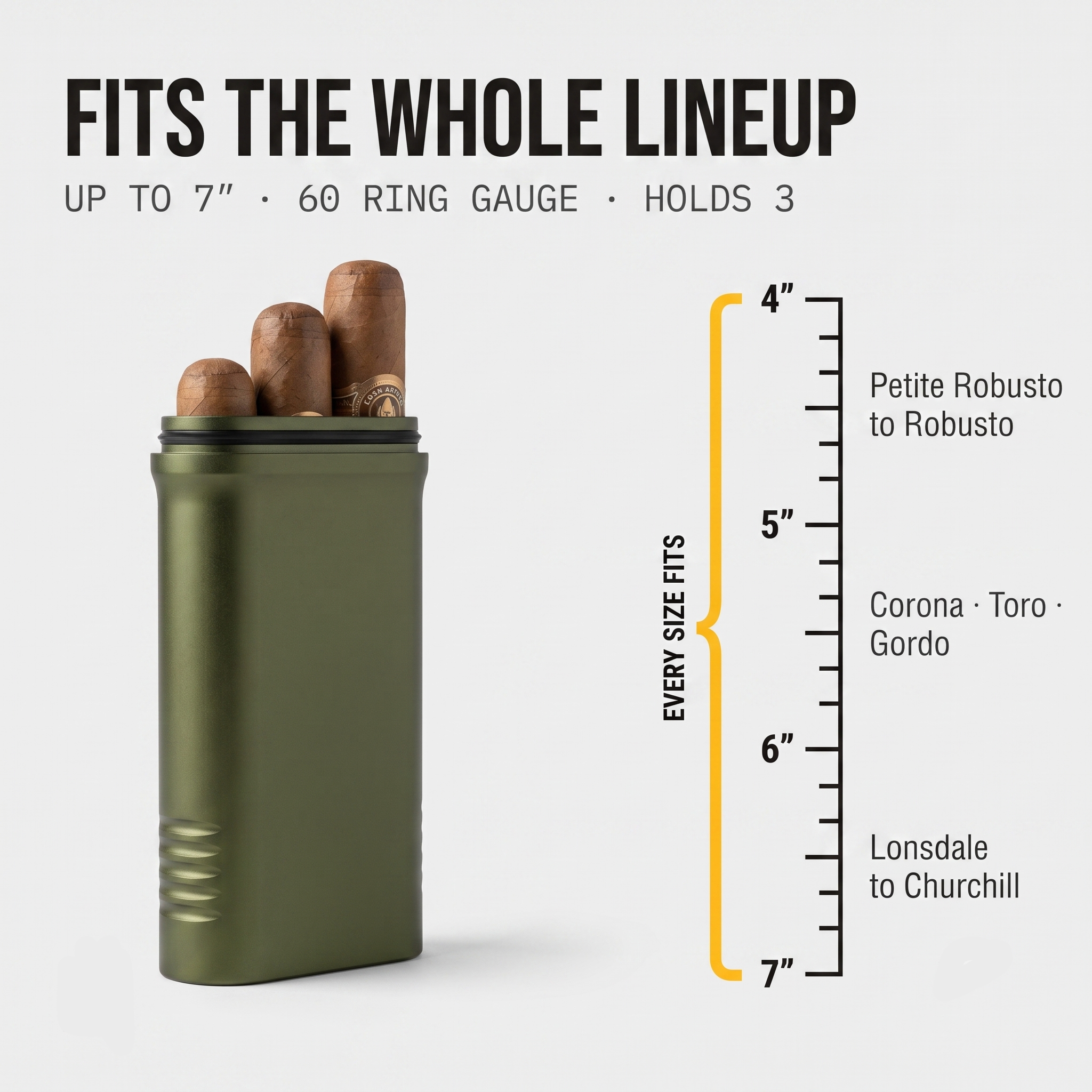Deckhouse Char | Solid Aluminum 3-Cigar Tube